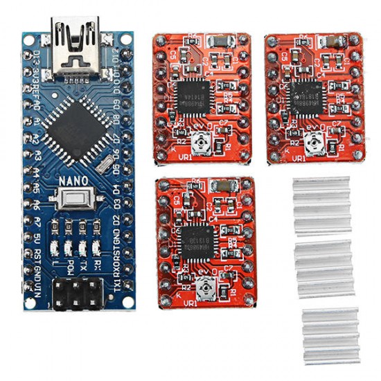 Geekcreit® CNC Shield V4+ With Nano 3.0 A4988 3 Axis Stepper Motor Driver Board For Arduino Geekcreit® CNC Shield V4+ With Nano 3.0 A4988 3 Axis Stepper Motor Driver Board For Arduino