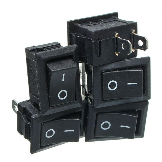 5pcs Black Push Button Mini Switch 6A-10A 110V 250V KCD1-101 2Pin Snap-in On/Off Rocker Switch 21MMx15MM