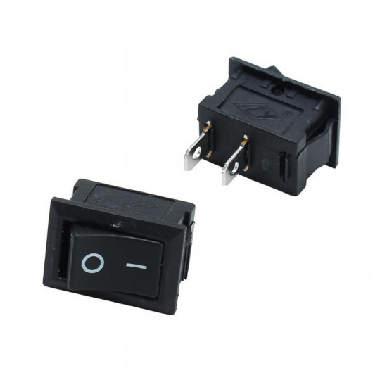 5pcs Black Push Button Mini Switch 6A-10A 110V 250V KCD1-101 2Pin Snap-in On/Off Rocker Switch 21MMx15MM