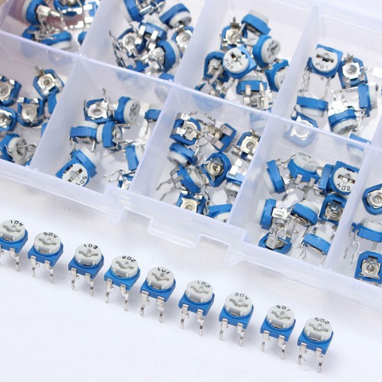 100X 100R~500K ohm Horizontal Pot Variable Cermet Potentiometer Trimmer Resistor