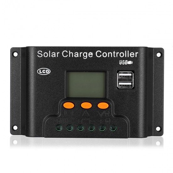 10/20/30/40/50/60A 12v/24v Adjust PWN Solar Battery Charge Controller for Solar Panel Support Dual USB Output/Large LCD Display