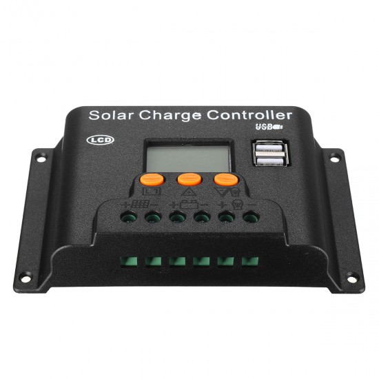 10/20/30/40/50/60A 12v/24v Adjust PWN Solar Battery Charge Controller for Solar Panel Support Dual USB Output/Large LCD Display