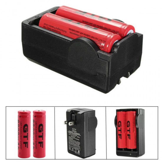 1x Double Charger 18650 + 2x 18650 Rechargeable Batteries / Double Charger + Batteries