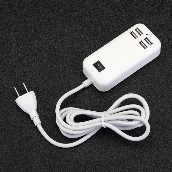 5V 3A 4 Ports USB Wall Charger AC Power Adapter 1.5M Cable ON / OFF Switch