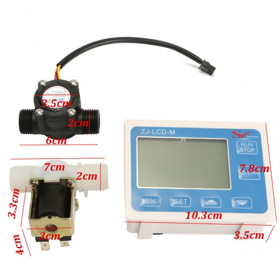 1/2" Water Flow Control LCD Meter With Flow Sensor and Solenoid val