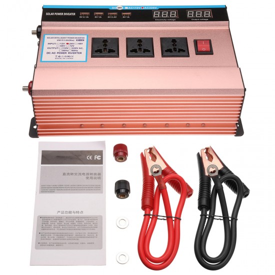 10000W Peak Solar Power Inverter DC 12/24V to AC 220V Modified Sine Wave USB Converter