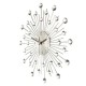 Diamante Crystal Effect Jeweled Sunburst Silver Wire Wall Clock