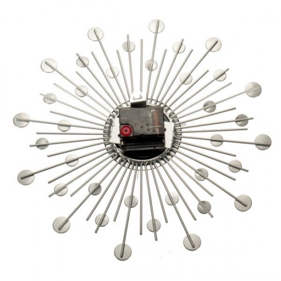 Diamante Crystal Effect Jeweled Sunburst Silver Wire Wall Clock Diamante Crystal Effect Jeweled Sunburst Silver Wire Wall Clock