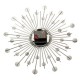 Diamante Crystal Effect Jeweled Sunburst Silver Wire Wall Clock