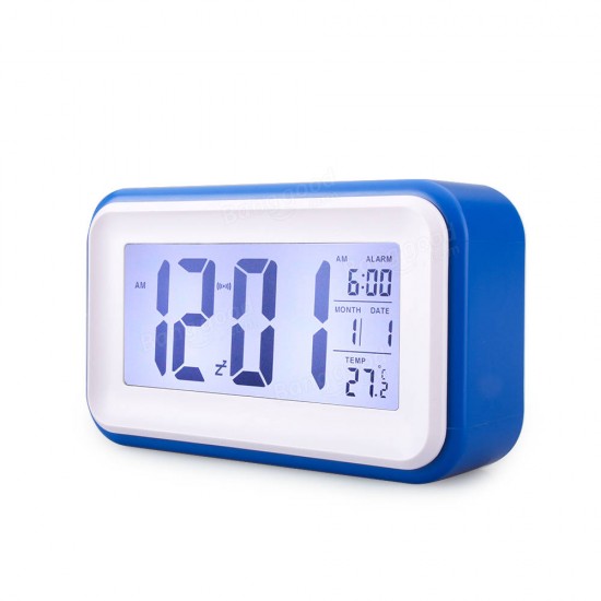 Digital LCD Display Alarm Clock With 12/24 Hour Switchable Time Date Week Temperature Night Lights