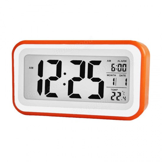 Digital LCD Display Alarm Clock With 12/24 Hour Switchable Time Date Week Temperature Night Lights