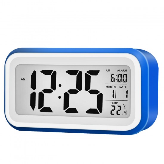 Digital LCD Display Alarm Clock With 12/24 Hour Switchable Time Date Week Temperature Night Lights