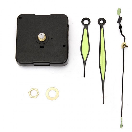 Green & Black Luminous Hands DIY Quartz Clock Spindle Movement Green & Black Luminous Hands DIY Quartz Clock Spindle Movement