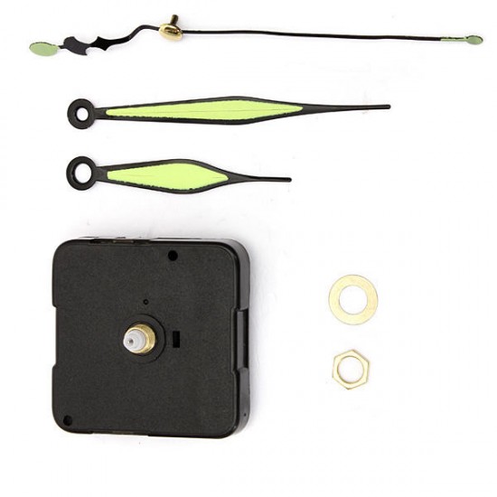 Green & Black Luminous Hands DIY Quartz Clock Spindle Movement Green & Black Luminous Hands DIY Quartz Clock Spindle Movement