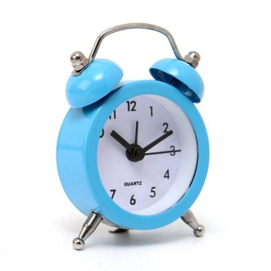 Mini Classic Double Bell Alarm Clock Traditional Quartz Movement With Night Light