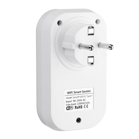 SONOFF® S20 10A 2200W WIFI Wireless Remote Control Socket Smart Timer Plug Smart Home Power Socket EU US UK AU Standard Via App Phone Support Alexa