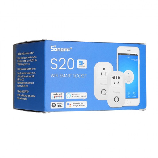 SONOFF® S20 10A 2200W WIFI Wireless Remote Control Socket Smart Timer Plug Smart Home Power Socket EU US UK AU Standard Via App Phone Support Alexa