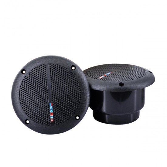 1 Pair Waterproof Marine Boat Ceiling Speaker Kitchen Bathroom Water Resistant Black