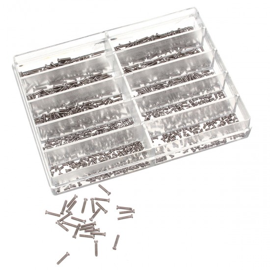 1000Pcs Bottom Cover Screw Steel Repair Kit for Clock Watch with Case 10 Sizes