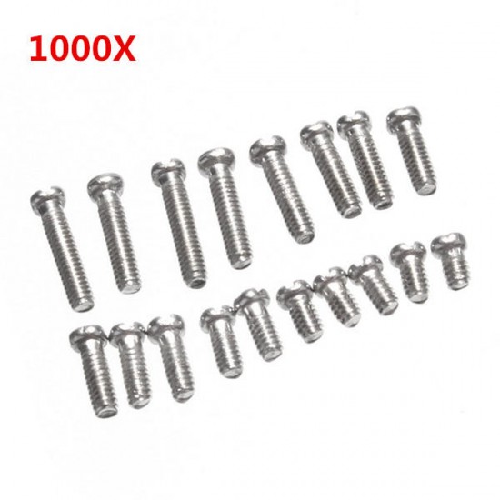 1000Pcs Bottom Cover Screw Steel Repair Kit for Clock Watch with Case 10 Sizes