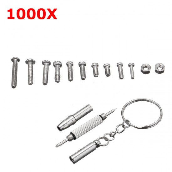 1000Pcs Micro Tiny Screws Nut Repair Kit with Tools for Eyeglasses Sunglass Spectacles