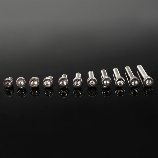 100Pcs 304 Stainless Steel M3 Hex Socket Cap Head Screws Assortment