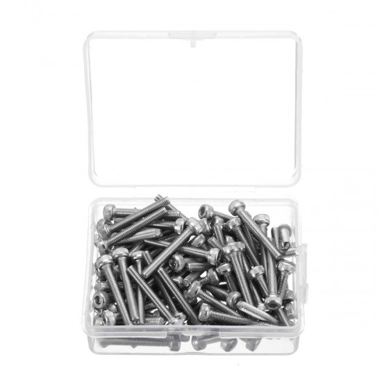 100Pcs 304 Stainless Steel M3 Hex Socket Cap Head Screws Assortment