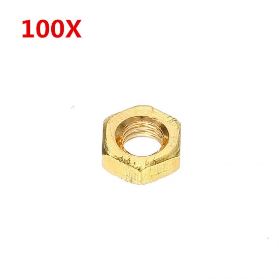 100Pcs M3 Brass Hex Screw Bolt Nut 3mm Diameter 1.5mm Thread Height