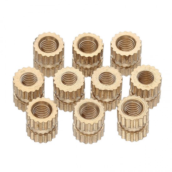 100Pcs M3 Brass Knurled Nuts Female Thread Round Insert Embedded Injection Molding Nuts 2 Heights