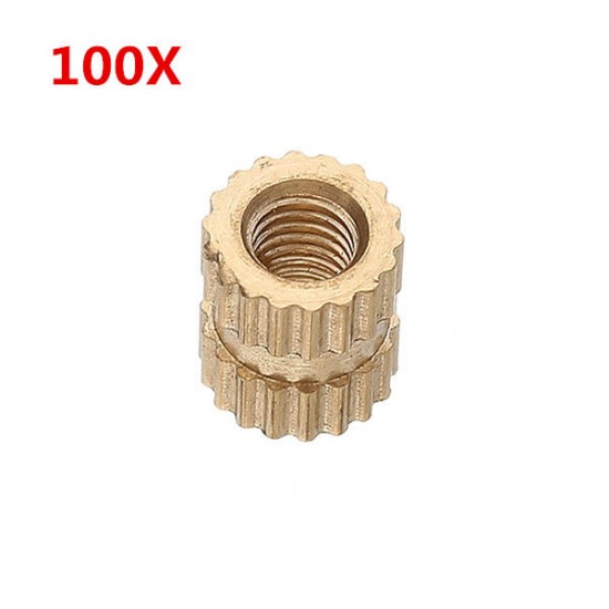 100Pcs M3 Brass Knurled Nuts Female Thread Round Insert Embedded Injection Molding Nuts 2 Heights