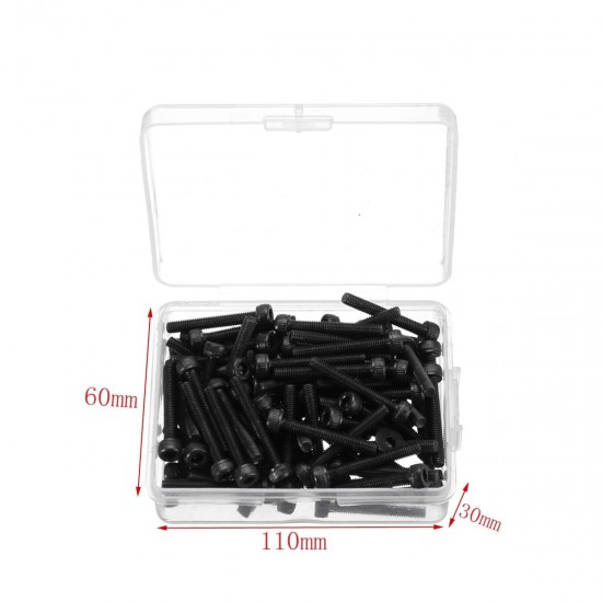 100Pcs M3 Hex Socket Cap Head Screws Allen Bolts 12.9 Grade Carbon Steel