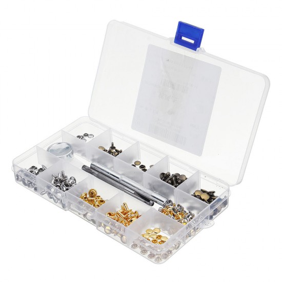 6mm 8mm 180Pcs Leather Double Cap Rivet Buttons Fixing Setting Kit Belts DIY Craft Repair Decoration 6mm 8mm 180Pcs Leather Double Cap Rivet Buttons Fixing Setting Kit Belts DIY Craft Repair Decoration