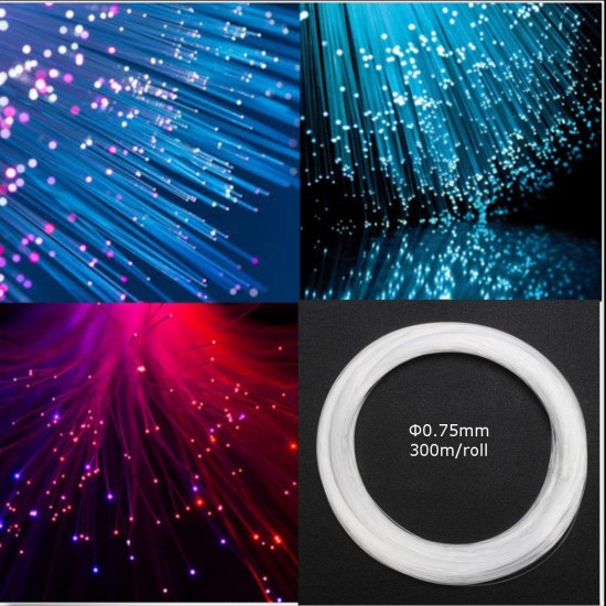 0.75mm 300m/Roll PMMA Plastic End Glow Fiber Optic Cable For Star Sky Ceiling LED Light