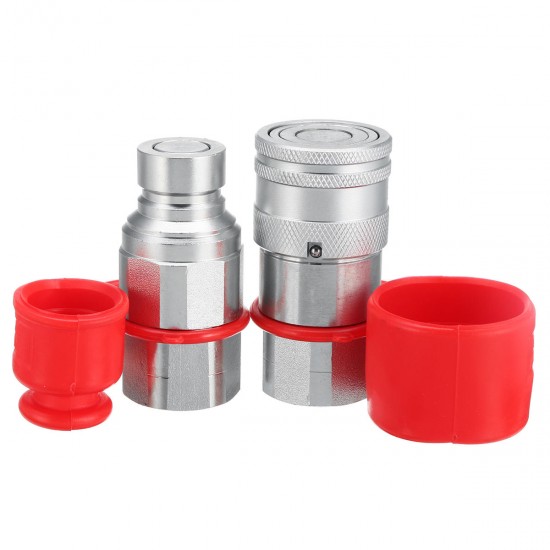 1/2" NPT Skid Steer Bobcat Flat Face Hydraulic Quick Connect Adapter Coupler Coupling Set