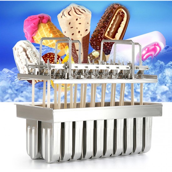 20Pcs Stainless Steel Molds Frozen Ice Cream Pop Popsicle Holder Maker +Sticks Mould