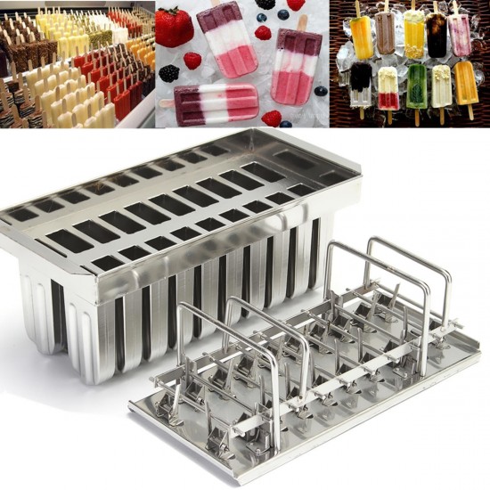 20Pcs Stainless Steel Molds Frozen Ice Cream Pop Popsicle Holder Maker +Sticks Mould