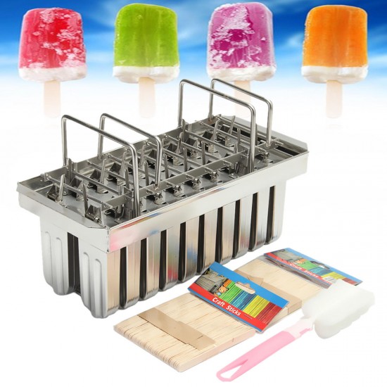 20Pcs Stainless Steel Molds Frozen Ice Cream Pop Popsicle Holder Maker +Sticks Mould