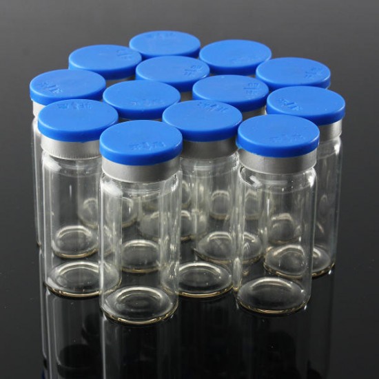 100Pcs 10ML Clear Glass Bottle with Stopper Flip Off Seals Aluminum Blue Caps