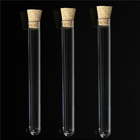 10/30pcs 150 x 16mm 20ml Transparent PP Test Tubes With Cork Stopper
