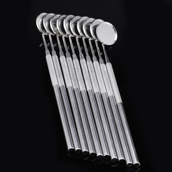 10Pcs Dental Mouth Mirror With Handle Dental Instrument Stainless Steel 16cm Dental Tools