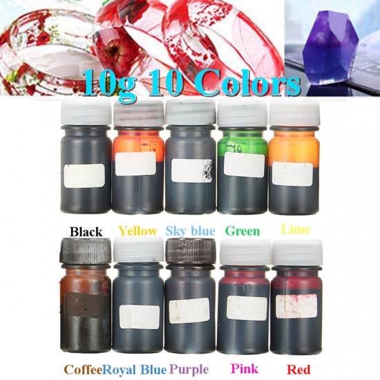 10 Colors Epoxy UV Resin Dye Colorant Resin Liquid Pigment Mix Color DIY Art Crafts