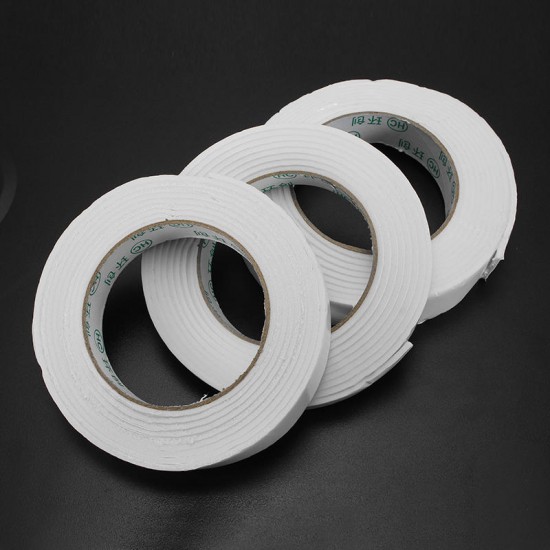 3m Long White PE Foam Double Sided Tape Strong Adhesive Sponge Mounting Tape 3 Widths