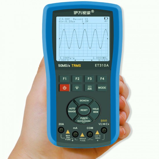 EONE ET310A 2 in 1 20MHz 80Msps Digital Handheld Storage Oscilloscope ScopeMeter True RMS Multimeter Automatic Measurement