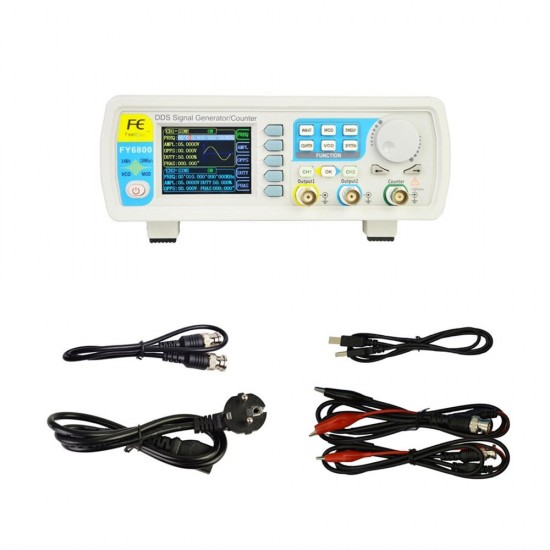 FY6800 2-Channel DDS Arbitrary Waveform Signal Generator 14bits 250MSa/s Sine Square Pulse Frequency Meter VCO Modulation