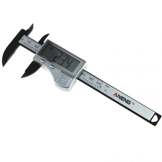 ANENG 100mm Silver Carbon Fiber Composite Digital Vernier Caliper LCD Display