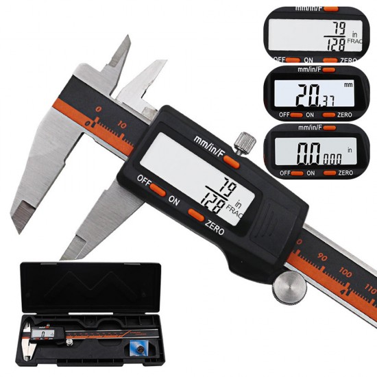 DANIU 150mm Stainless Steel LCD Screen Display Digital Caliper 6 Inch Fraction / MM / Inch High Precision Stainless Steel LCD Vernier Caliper