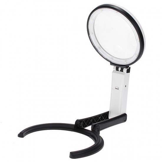 10 LED Lighting Desk Handheld Lamp With 2x 5x Magnifier