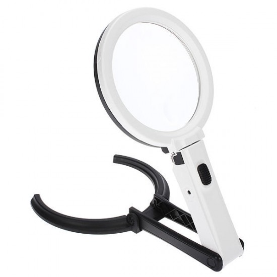 10 LED Lighting Desk Handheld Lamp With 2x 5x Magnifier