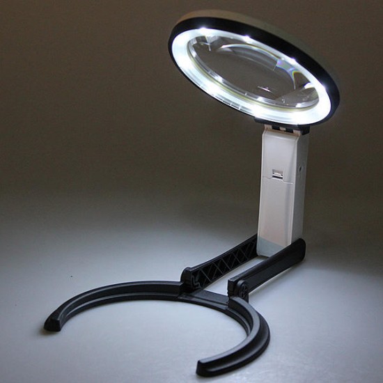 10 LED Lighting Desk Handheld Lamp With 2x 5x Magnifier