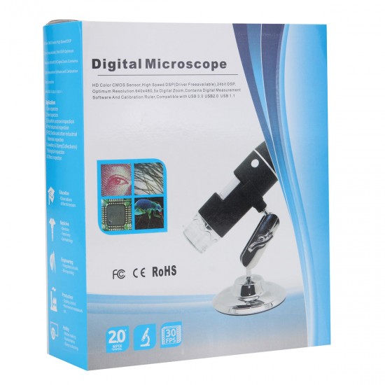 1000X 2MP 8 LEDs USB Digital Microscope Endoscope Zoom Camera Magnifier with Stand